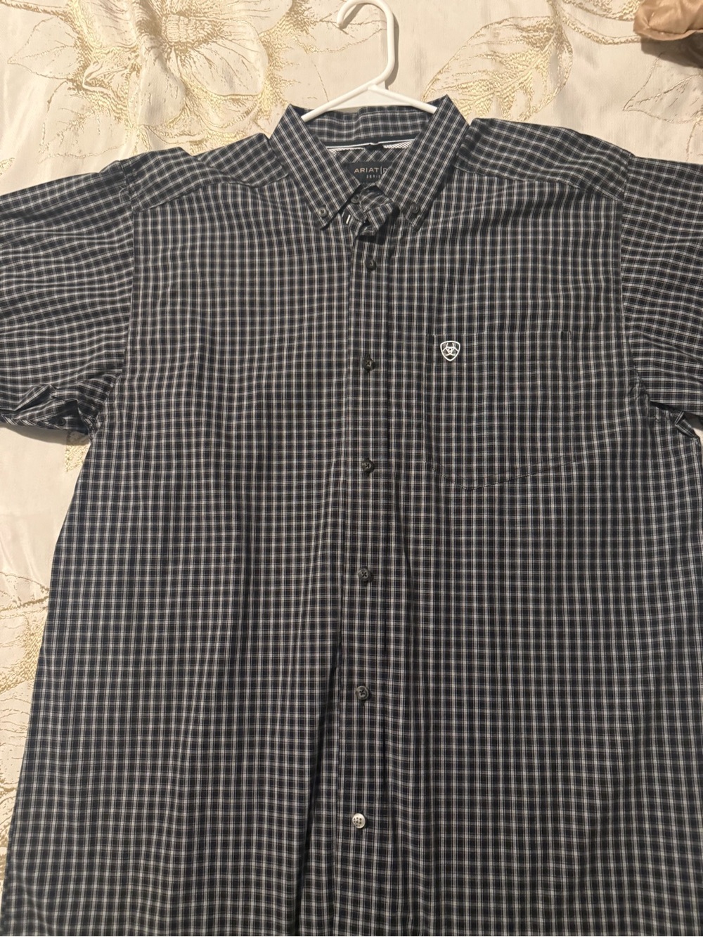 Ariat Black and White Plaid Long -Sleeve Button-Up Shirt